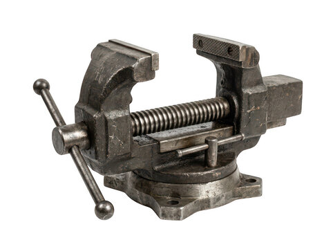 Heavy duty metal bench vise for industrial workshop and construction work