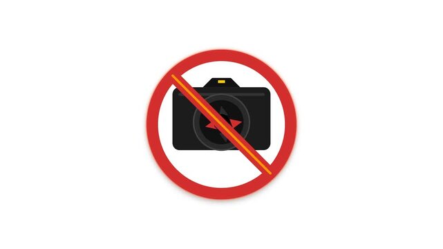 No Photo Shutter Focus Slash Lock Warning Sign 4K Animation | Seamless Loop