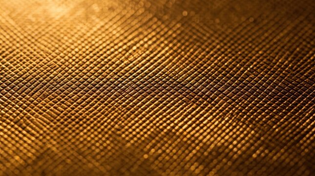 Luxury Golden Metallic Texture Background with Cross Hatched Grid Pattern and Dramatic Side Lighting