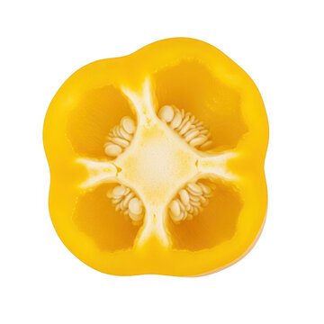 Cross-section of a bright yellow bell pepper