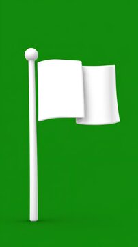 White flag waving against bright green background