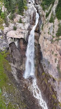 Aerial View of Chasha Manasa and Slez Barса Waterfalls, Gagarin Trail, Kyrgyzstan
