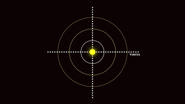 Geometric vertex concept with glowing center point and concentric circles animation 4k geometry math