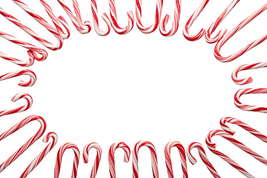 Wide festive candy cane frame with red and white striped border