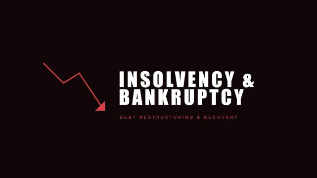 Insolvency and bankruptcy concept with declining financial graph for debt restructuring and economic recovery analysis animation 4k