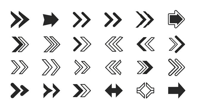 Set of diverse arrow symbol designs isolated on a transparent background for professional graphic user interface navigation projects