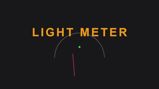Light meter gauge animation with moving needle for and exposure measurement 4k