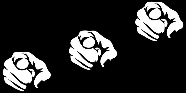 Cartoon illustration of a hand pointing a finger at you. vektor