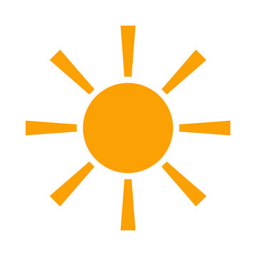 Simplified orange sun icon with rays extending outward.