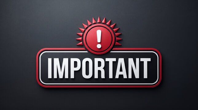 3d render of an important sign with an exclamation mark on dark background