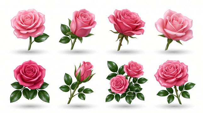 Pink roses bloom in garden setting