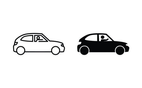Side view of passenger car icon vector illustration with automobile