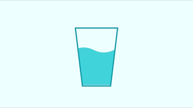 Minimalist glass of water animation with fluid motion loop for health and hydration concepts 4k