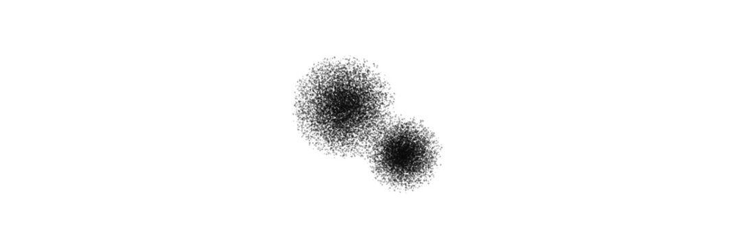Two fuzzy black circles resembling abstract pollen or spores clustered together