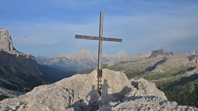Sass de Stria, Veneto, Italy. It stands 2,477 meters high. During World War I, the area was the scene of fighting between Italy and Austria-Hungary.