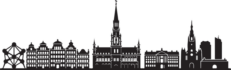Fototapeta premium Brussels skyline silhouette iconic landmarks