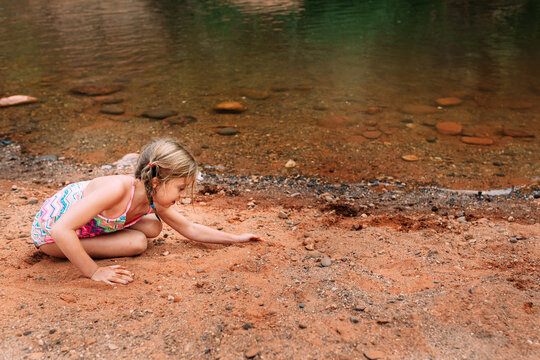 Young Girl Playing with Sand in Sedona, Arizona