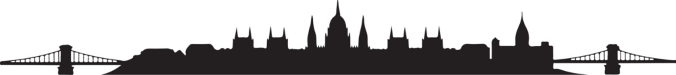 Fototapeta premium Budapest cityscape skyline silhouette vector illustration icon