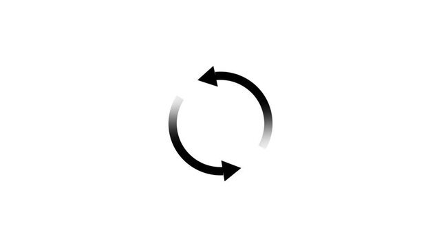 Circular arrows rotate continuously on a white background
