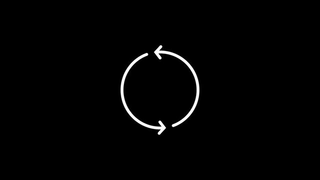 Circular arrow rotates clockwise across a black background