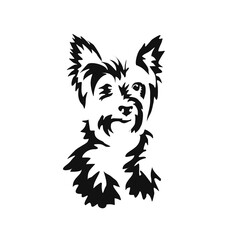 Naklejka premium Vector drawing of a dog. Black and white gestalt design of a funny pet. Little doggy. Cute animal illustration. Postcard for International Dog Day. Drawing of an animal in the Gestalt style.