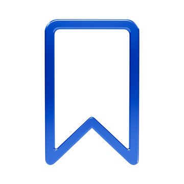 Blue 3D Bookmark Icon for Website Interface and Save Button Design