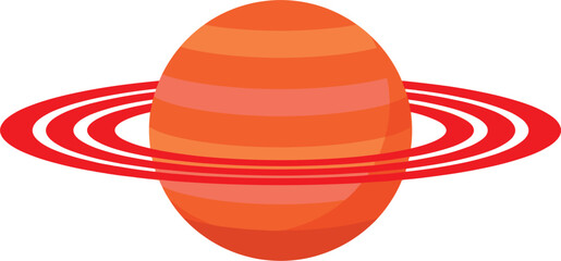 Orange ringed planet Saturn outer space astronomy cosmic icon isolated flat graphic vector illustration © MDSHAHINUR