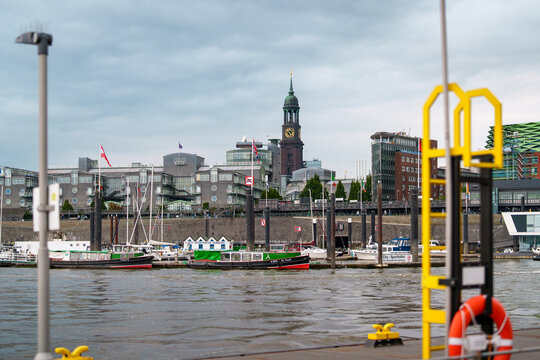 Hamburg, Germany. The Sports Harbor (German: City Sporthafen) and the Lower Harbor (German: Niederhafen).