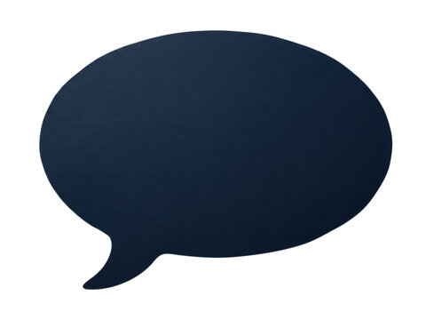 Navy blue round speech bubble design for message, text communication on transparent background.