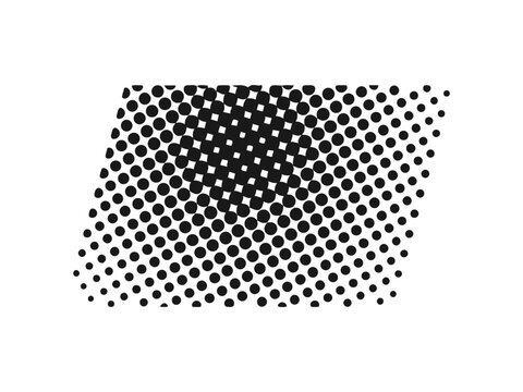 Abstract halftone dot pattern in a parallelogram shape, vector illustration of a gradient texture