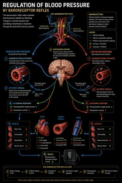 Blood Pressure Regulation by Baroreceptor Reflex Medical Infographic