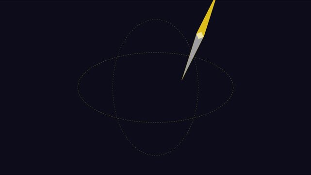 Rotating compass needle with orbital paths: navigation and direction concept animation 4k orientation