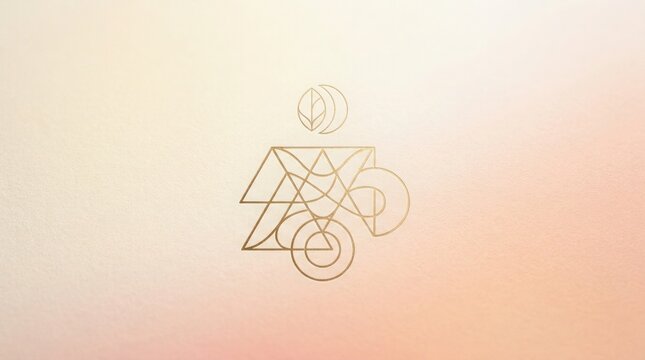 Geometric abstract art with golden triangle and circle shapes