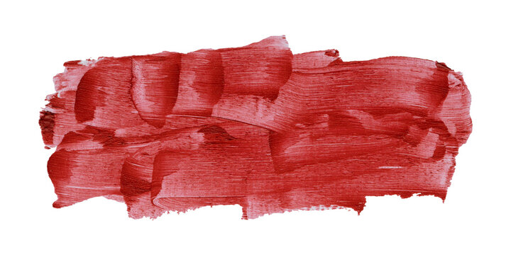 Red paint brush stroke texture isolated on white