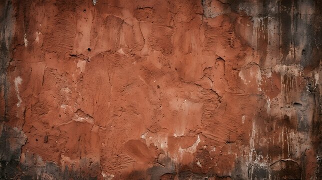 Weathered Red Adobe Stucco Wall Texture with Vintage Matte Grunge Effect Cement Concrete Plaster Vignette Background for Flyer Presentation Design red ruby grunge texture wall cement concrete stucco