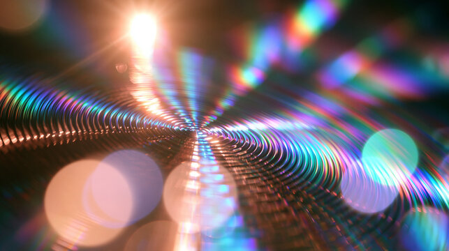 Abstract Holographic Light Reflection on Circular Metallic Texture