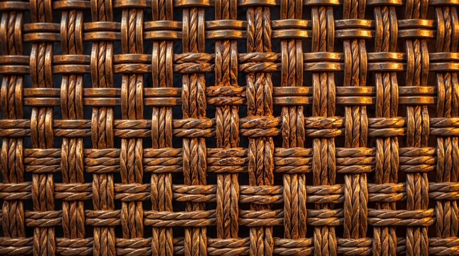 Close-Up of Intricate Brown Woven Wire Texture