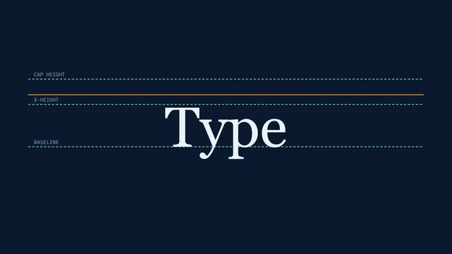 Typography guide: visualizing cap height, x-height, and baseline for and font development animation 4k