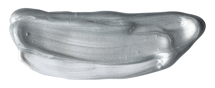Silver metallic paint stroke creating abstract texture