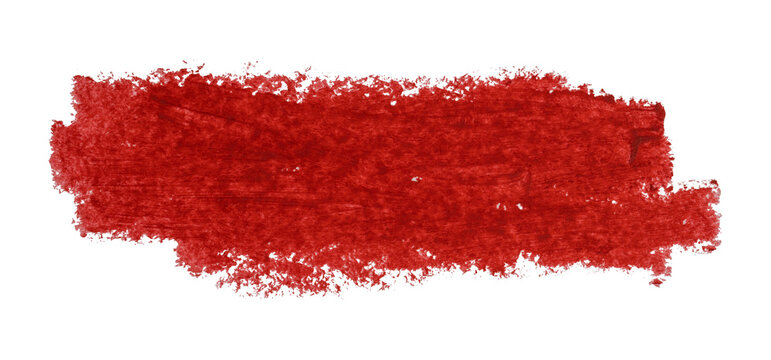 Red lipstick grunge smear swatch on white background