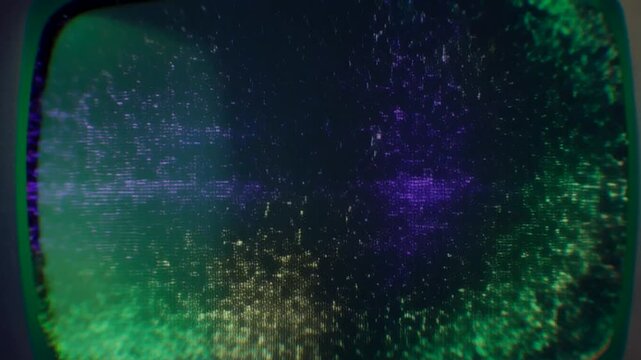 Professional Vfx Digital Effects Futuristic Retro Television Screen With Static Noise And Digital Glitch Effect Featuring Vintage Broadcast Signal Interference And Abstract Technology Visuals