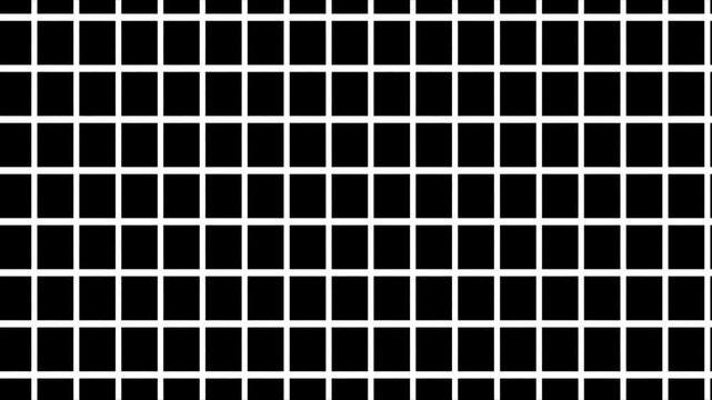 Animated gradient black background with grid moving upwards. Abstract 3D black cube grid with white lines background futuristic perspective animation. Grid line black white gird seamless pattern.