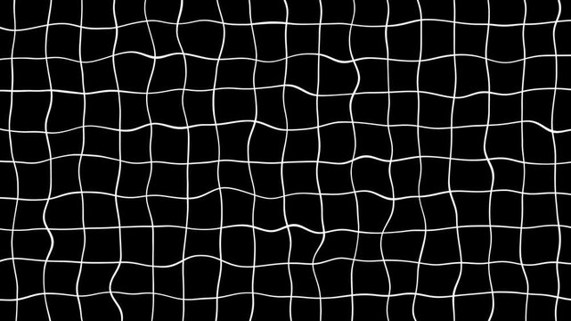 Animated gradient black background with grid moving upwards. Abstract 3D black cube grid with white lines background futuristic perspective animation. Grid line black white gird seamless pattern.
