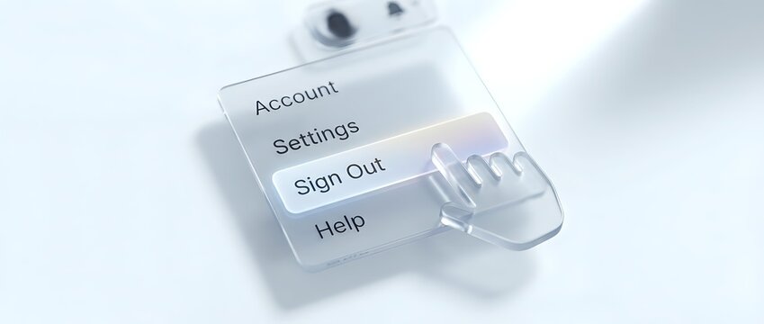 Young man interacting with digital account menu interface
