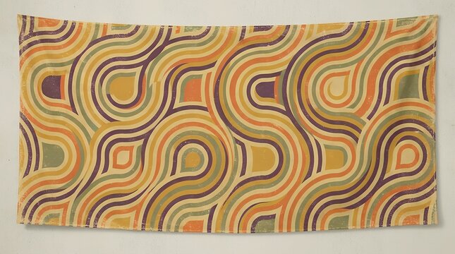 Retro Psychedelic Graphic Banner Geometric Parallel Lines Vintage Texture Wall Deco groovy psychedelic retro grunge texture poster lines stripes abstract vintage seventy sixty wavy distressed grainy