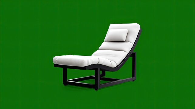 Armchair Pictogram Relaxing Modern White Chaise Lounge on Green Background for Stylish Interiors