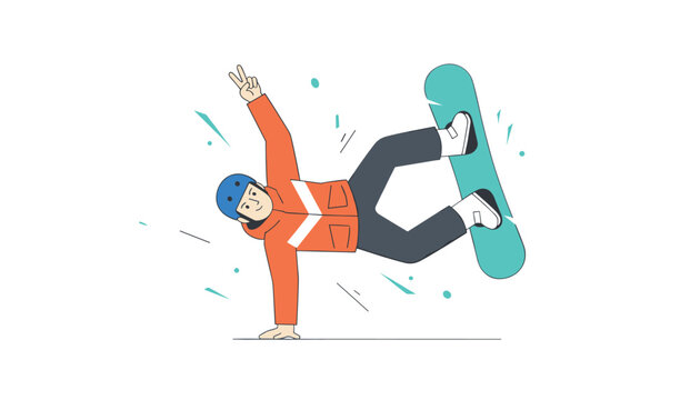 Active snowboarder in a bright red jacket performing a spectacular one-handed jump trick on a turquoise snowboard.
