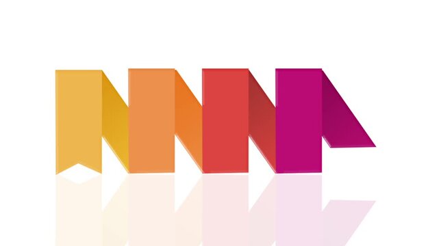 Step-by-step infographic featuring four folded ribbon elements with a color gradient from yellow through orange, red, to magenta purple. Each section is numbered sequentially 1 to 4 with a reflective.