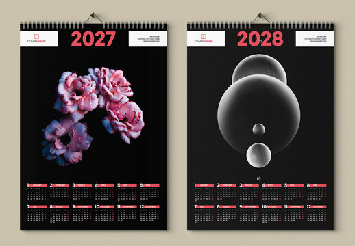 Calendar Layout with Pink Elements