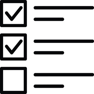 Three checkboxes, two checked, one empty, with list lines checklist unchecked